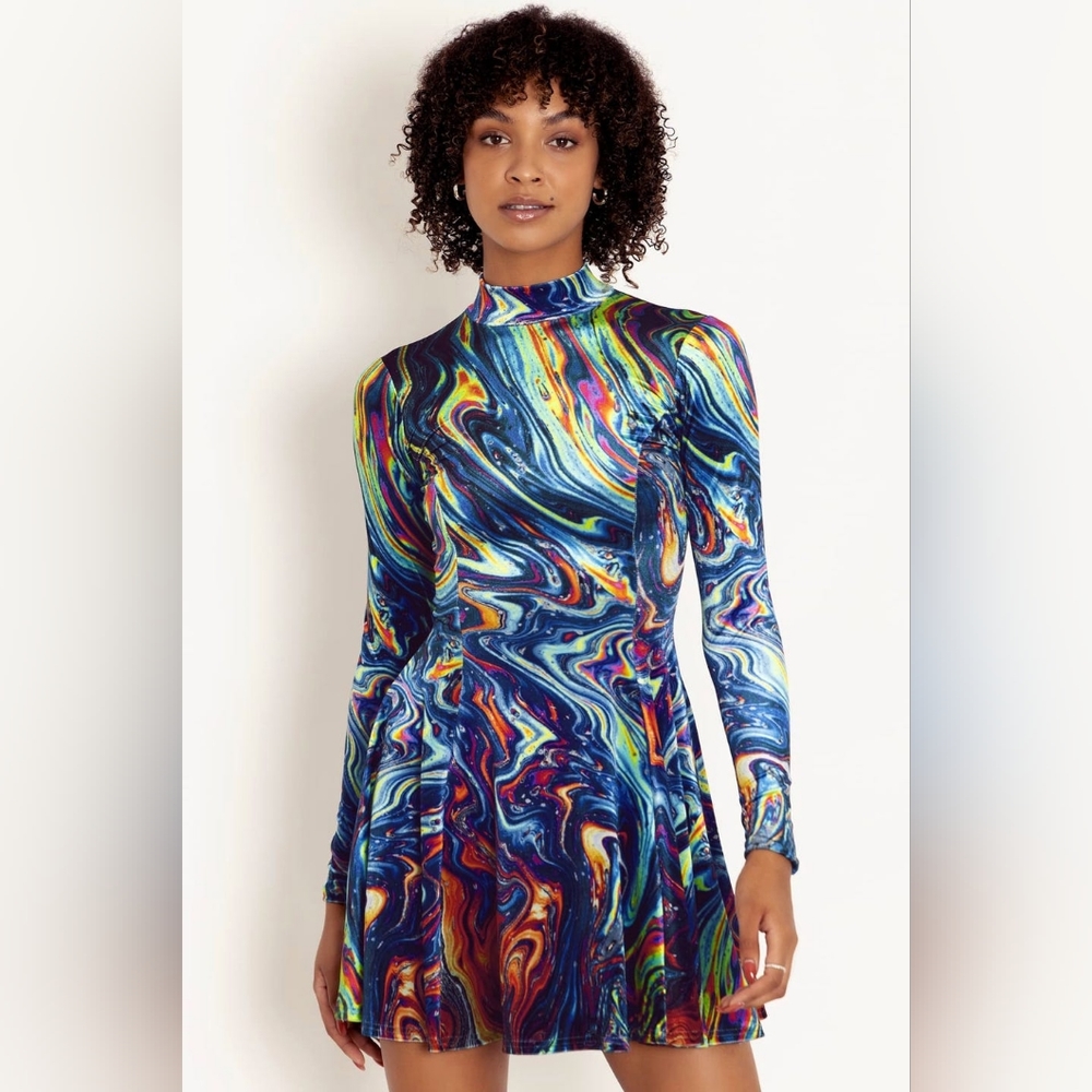 Blackmilk I Bleed Gasoline Velvet Long Sleeve Evil Mini Dress